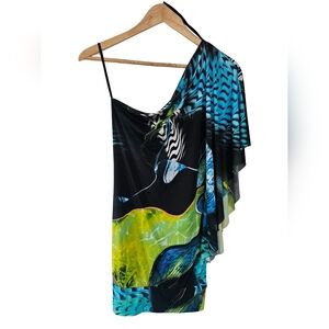 Body Central Asymmetrical Blue and Green Dress Size Md